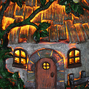 Solar Wood Shingle Roof Fairy House Garden Statue, 10 by 15 Inches | Shop Garden Decor by Exhart