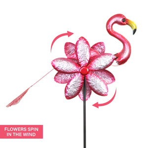 Pink Flamingo Double Sided Metal Garden Spinner Stake, 18 Inch | Shop Garden Decor by Exhart