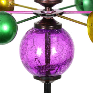 Three Tier Wind Spinner Garden Stake with Glass Crackle Balls in Purple, 14 by 48 Inches | Shop Garden Decor by Exhart