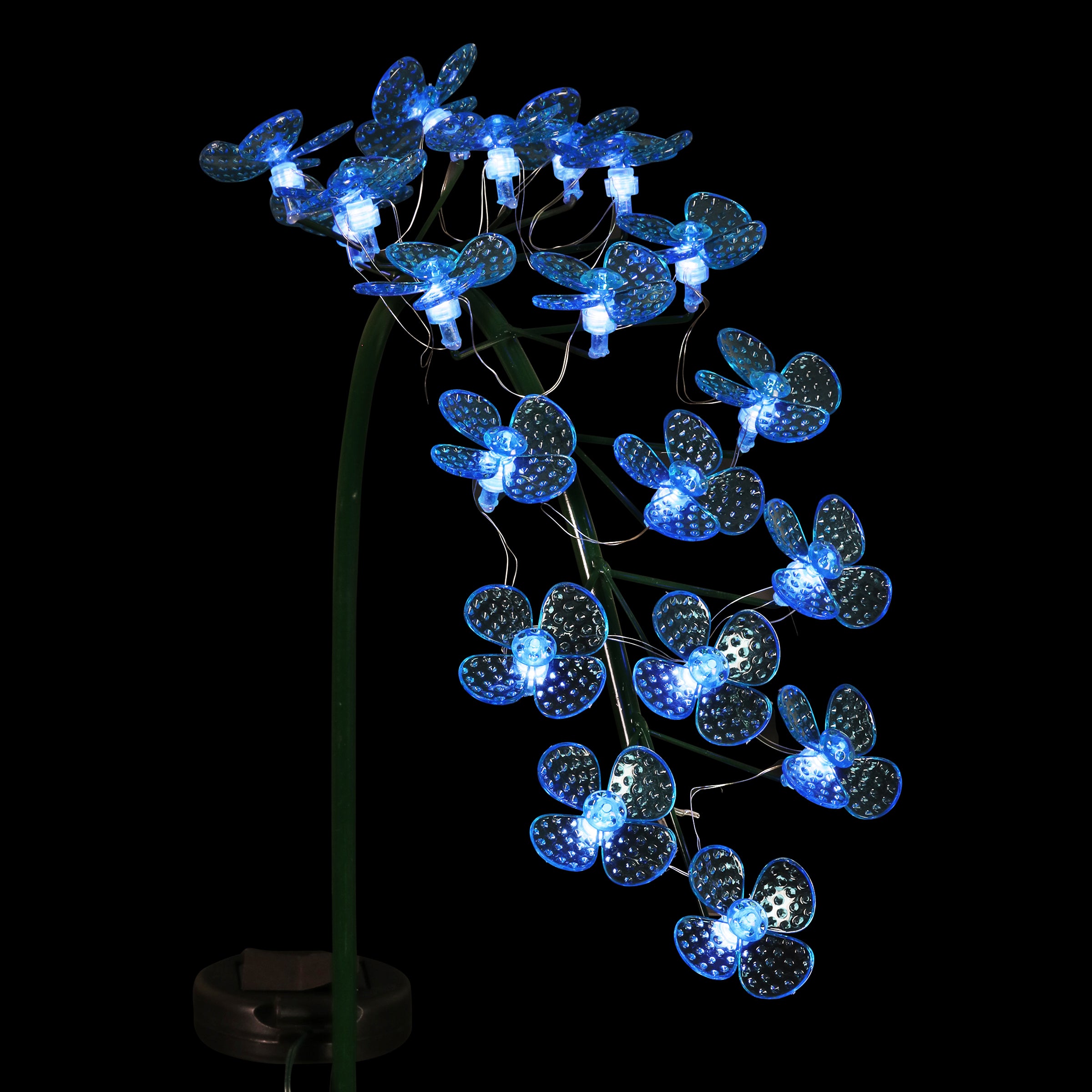 Solar Blue Flower Garden Stake with Spinning Forget Me Not Blooms - Thumbnail 5