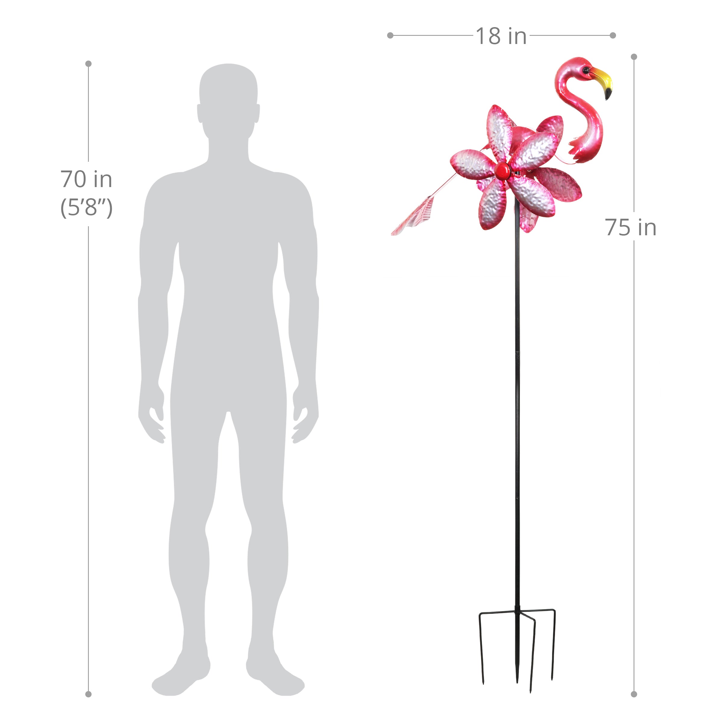 Exhart Flamingo Garden Spinner Stake - Thumbnail 5