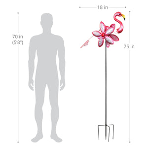 Pink Flamingo Double Sided Metal Garden Spinner Stake, 18 Inch | Shop Garden Decor by Exhart