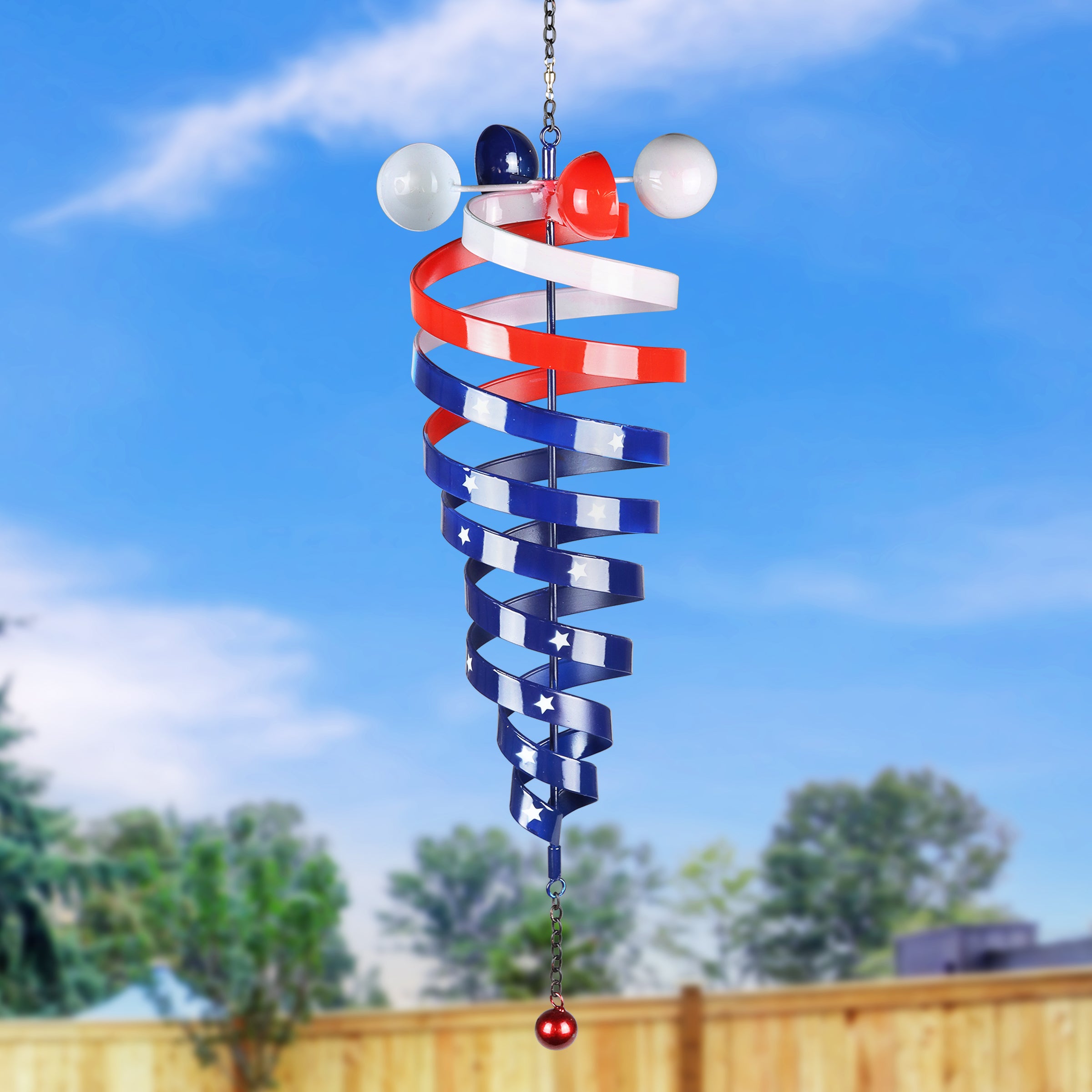 Patriotic Stripes and Stars Hanging Metal Spinner - Thumbnail 4