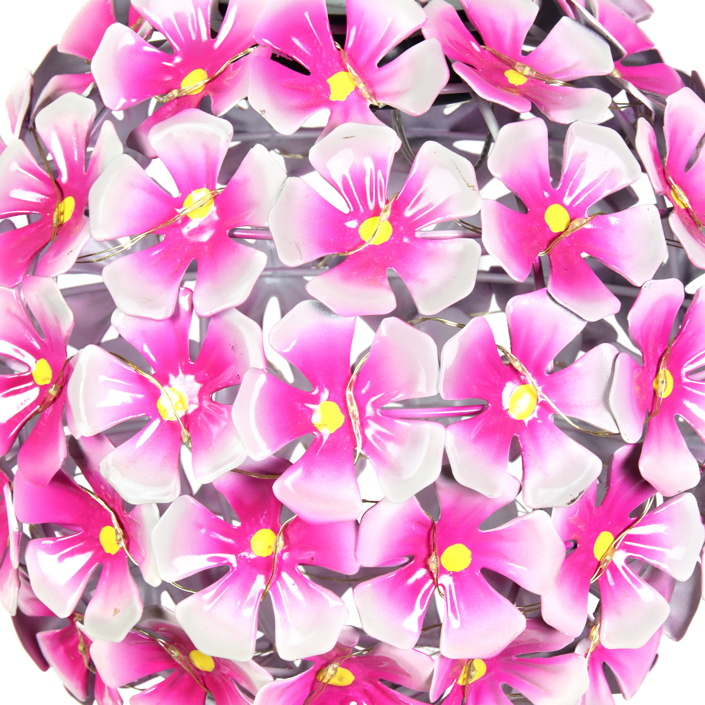 Solar Hanging Hydrangea Flower Ball Garden Décor in Pink - Thumbnail 5