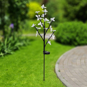 Solar Butterfly Branch Garden Stake with Twenty LED Lights, 13 by 38 Inches | Shop Garden Decor by Exhart