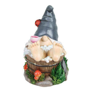 Good Time Bubble Bath Betty Gnome in a Tub Garden Statue with LED lights on a Battery Operated Timer, 7.5 by 7.5 Inches | Exhart