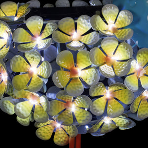 Solar Yellow Metal Song Bird with 38 LEDs in a Flower Body Garden Statue, 6 by 7.5 Inches | Shop Garden Decor by Exhart