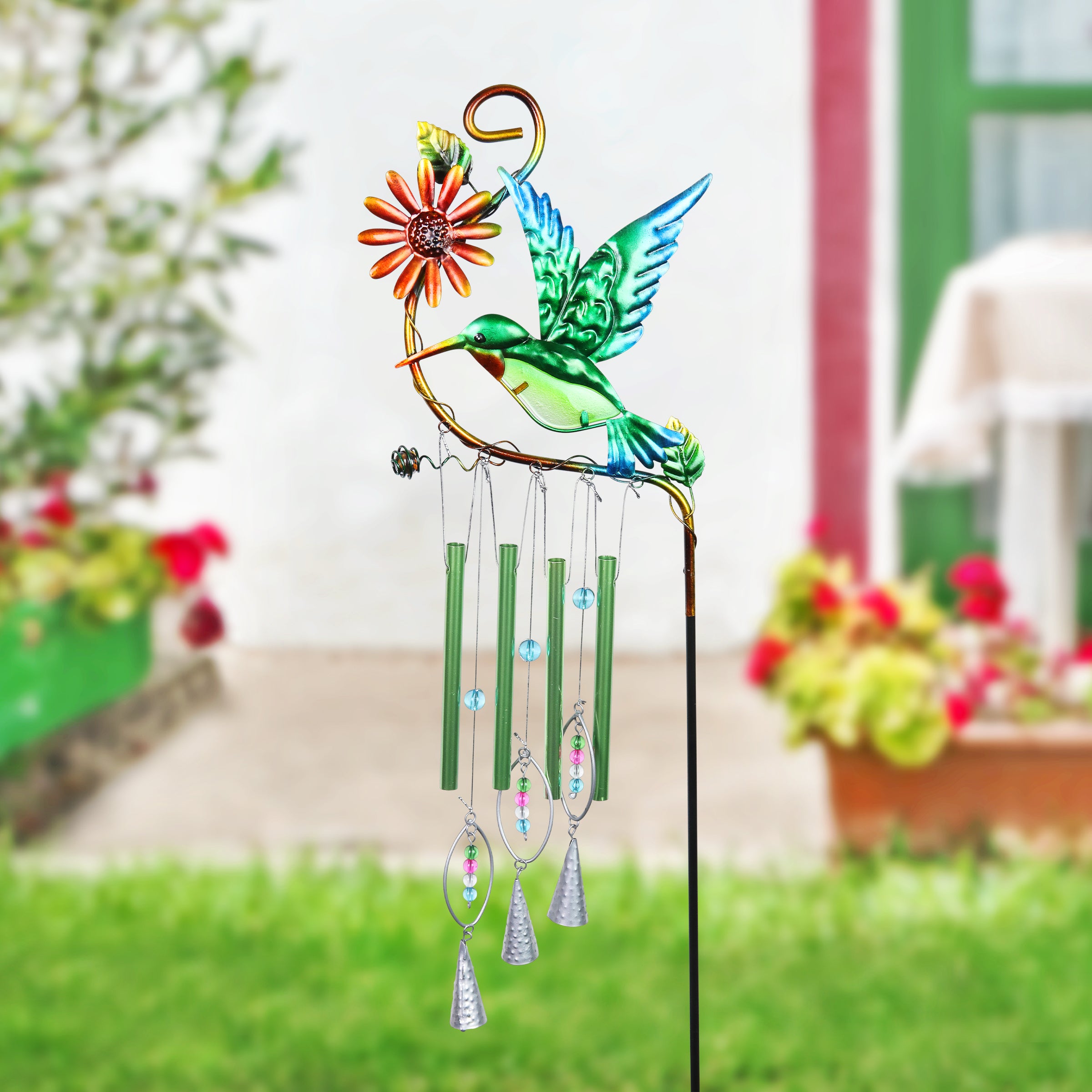 Exhart Hummingbird Wind Chime Garden Stake - Thumbnail 3