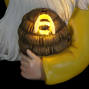 Solar Beekeeper Garden Gnome with Bee Hive Statuary, 5.5 by 8.5 Inches | Shop Garden Decor by Exhart