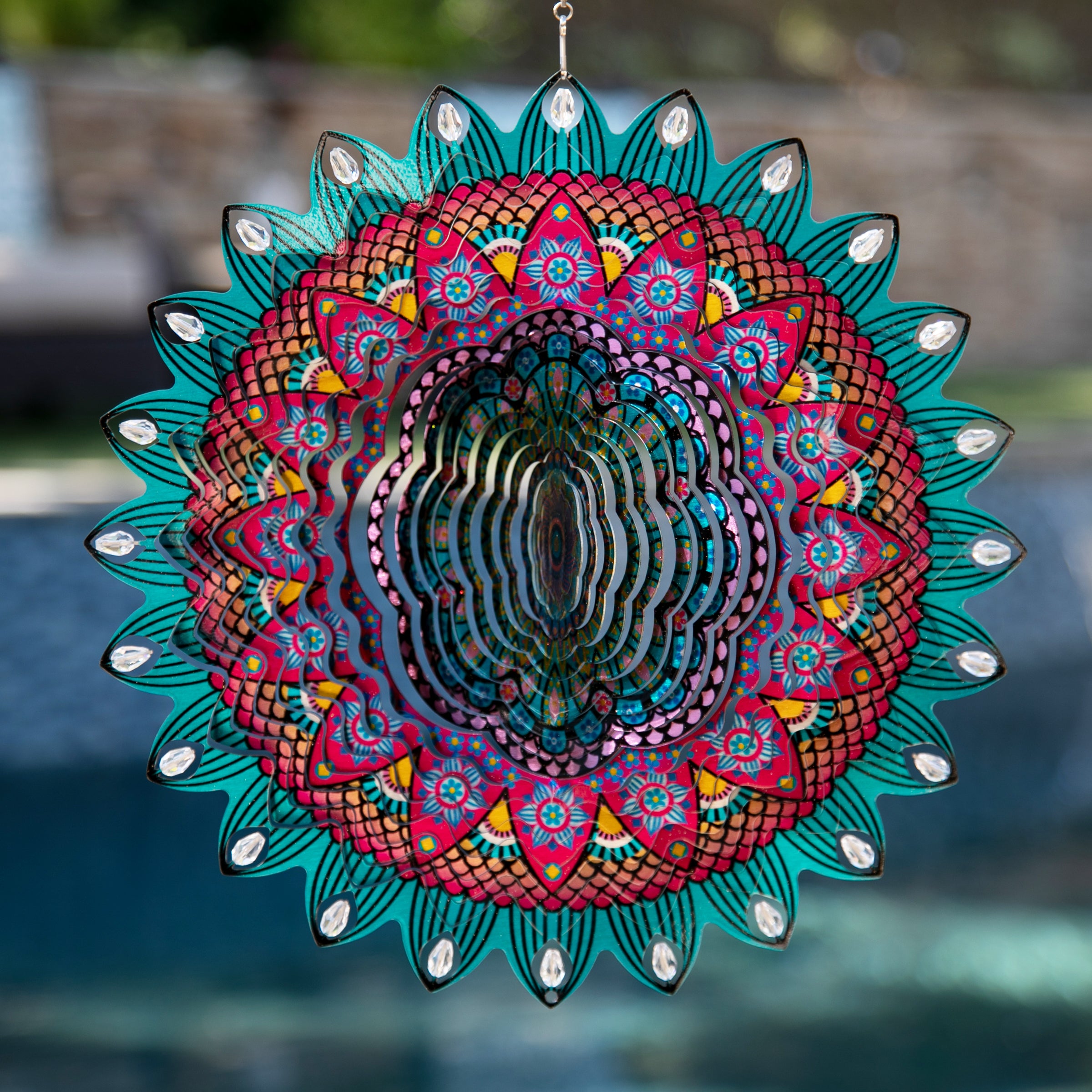 Laser Cut Mandala Hanging Wind Spinner with Bead Details - Thumbnail 5