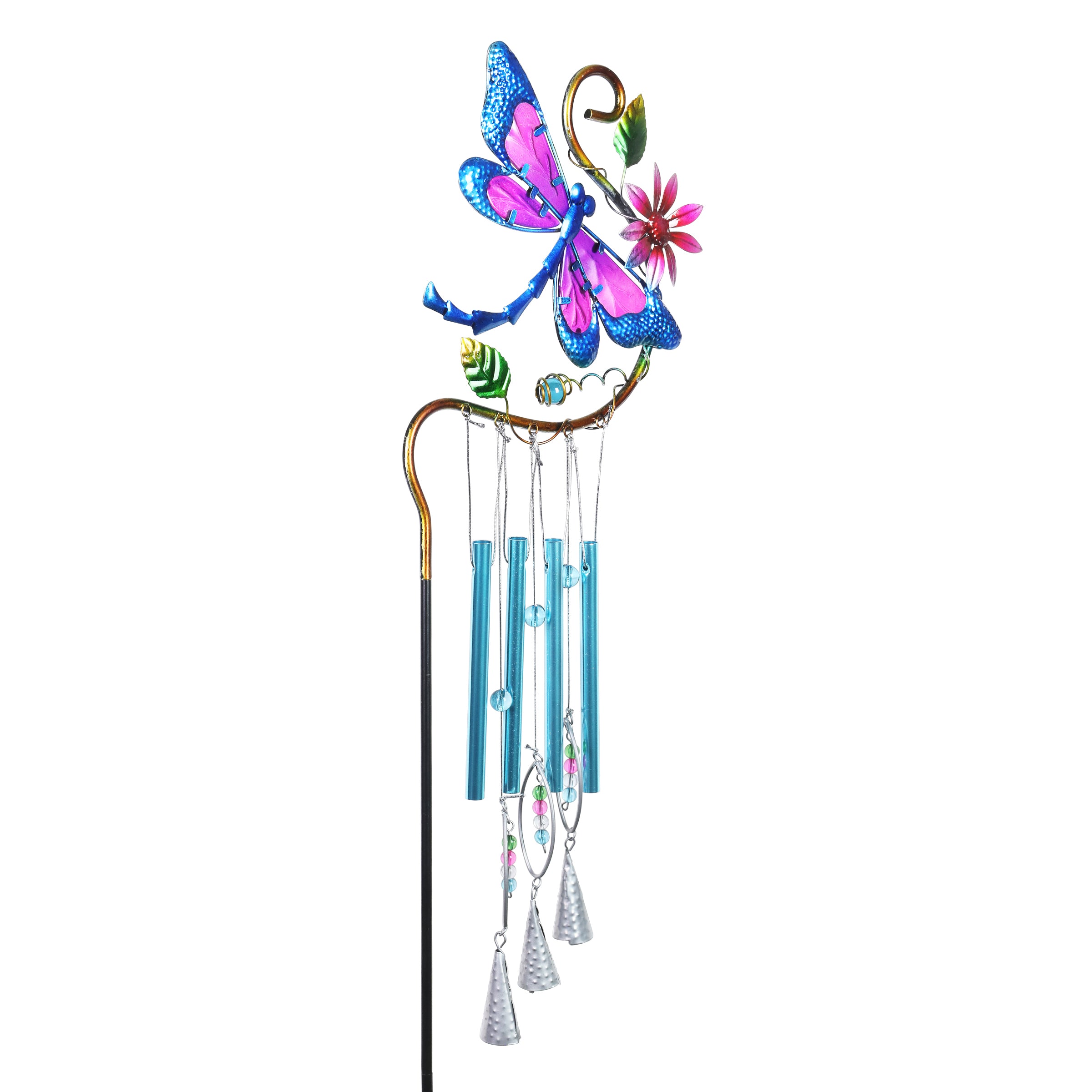 Blue Dragonfly Metal Wind Chime Garden Stake