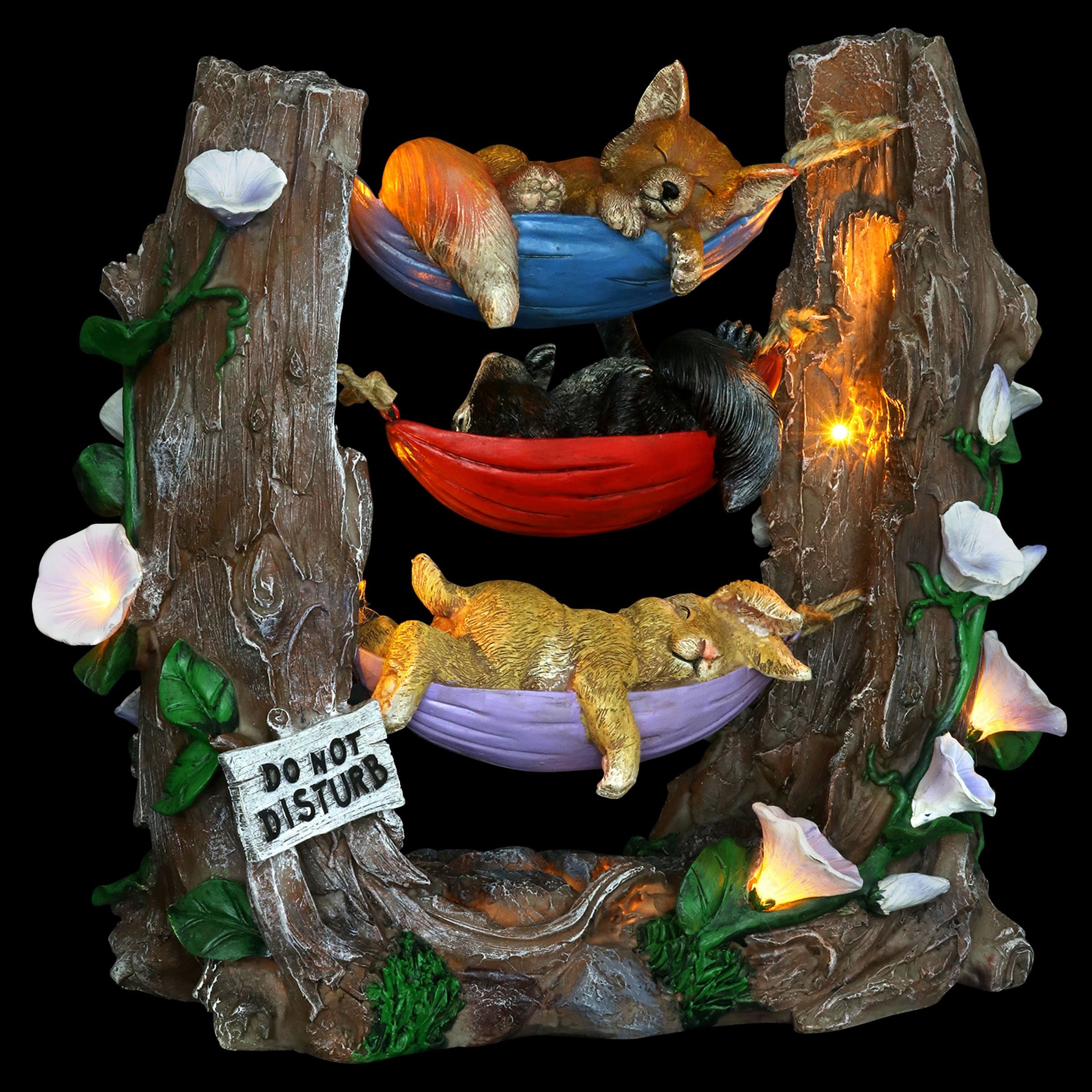 Solar Critters Napping in Three Hammocks Garden Statue - Thumbnail 4