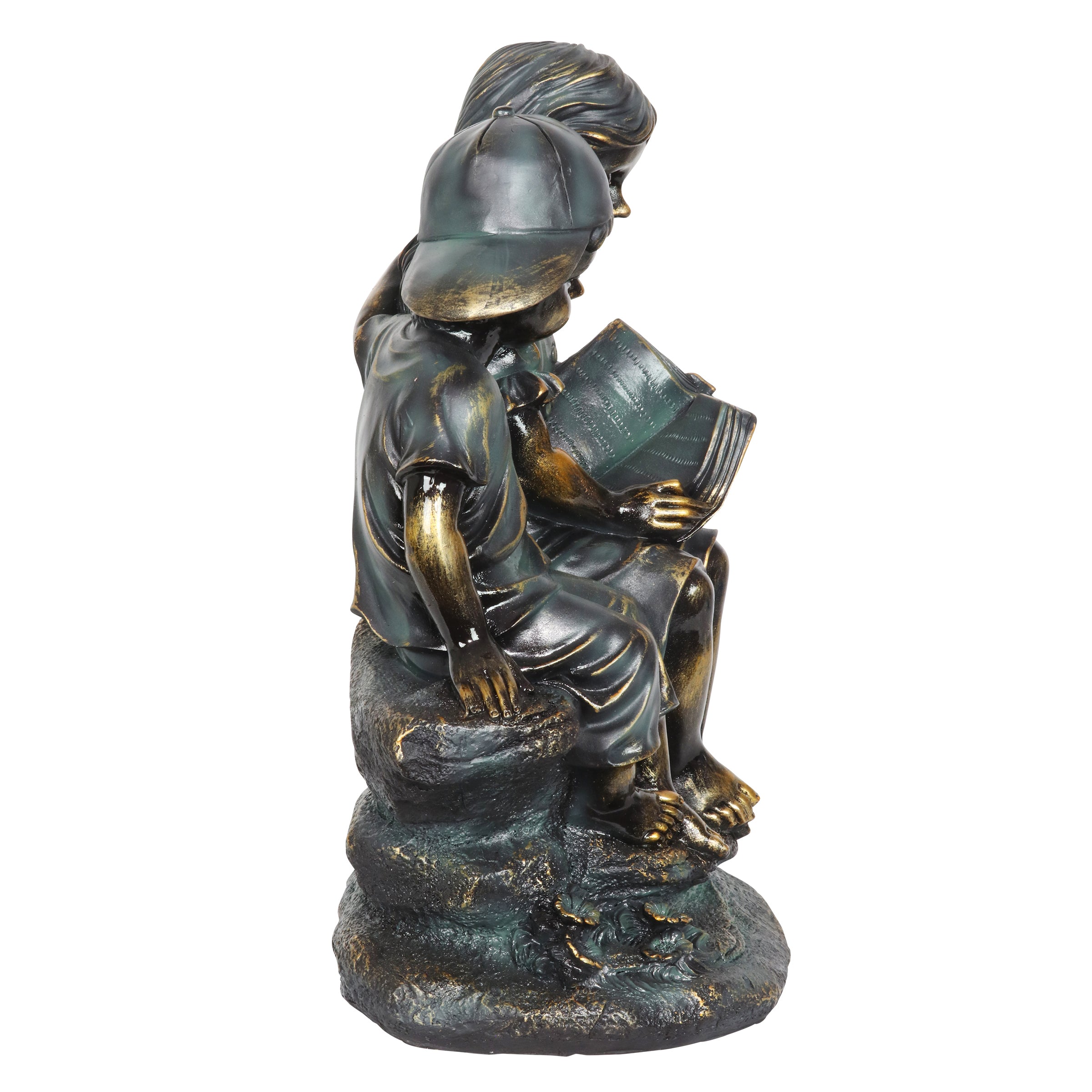 Girl in Boy's Lap Bronze Look Statuary - Thumbnail 2