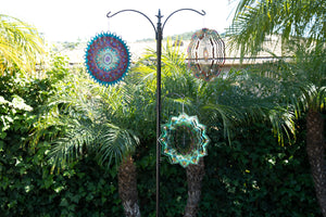 Laser Cut Green Metal Hanging Garden Spinner with Beaded Details, 12 Inch | Shop Garden Decor by Exhart