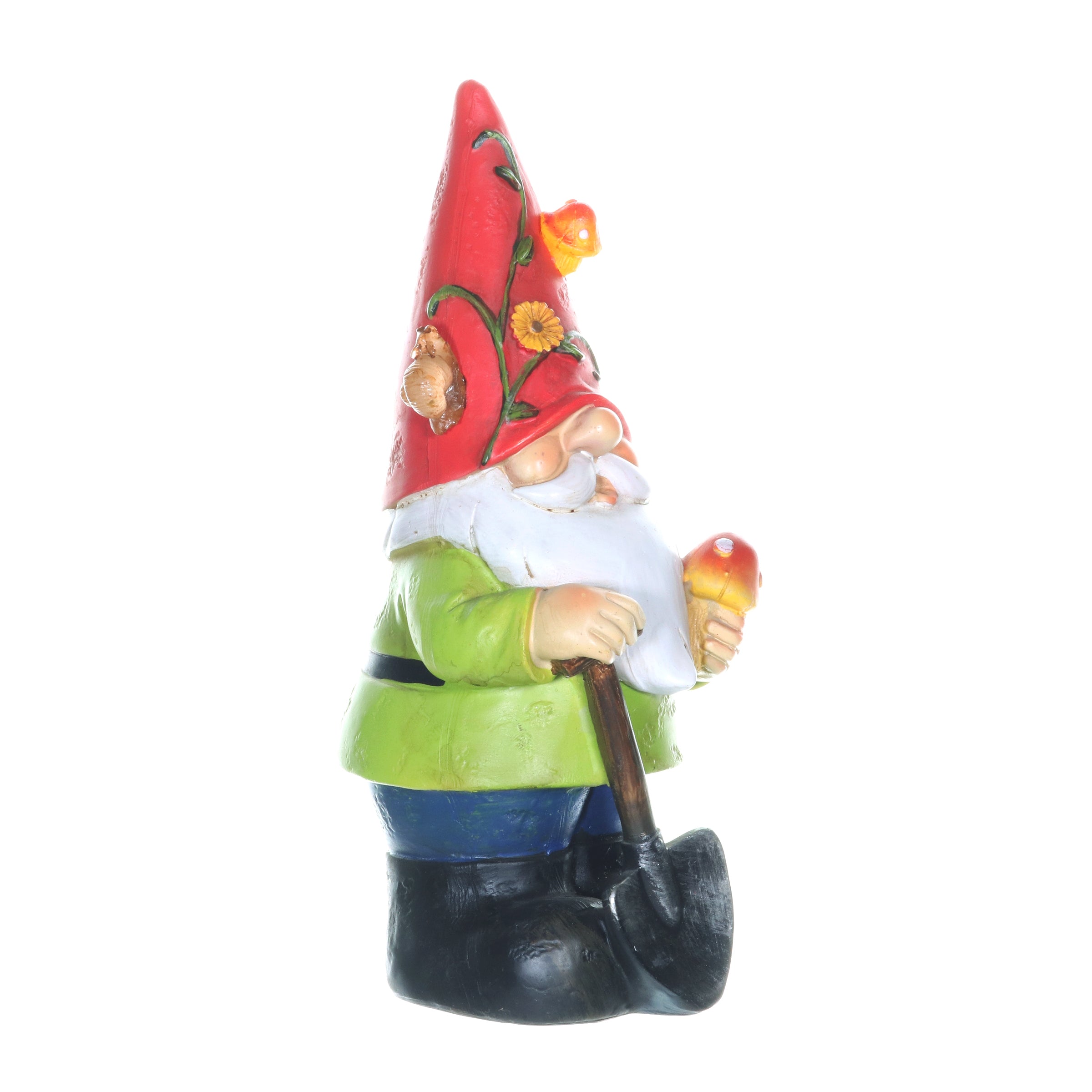 Solar Red Hat Roy Garden Gnome Statue with Shovel, 10 Inch | Shop Garden Decor by Exhart