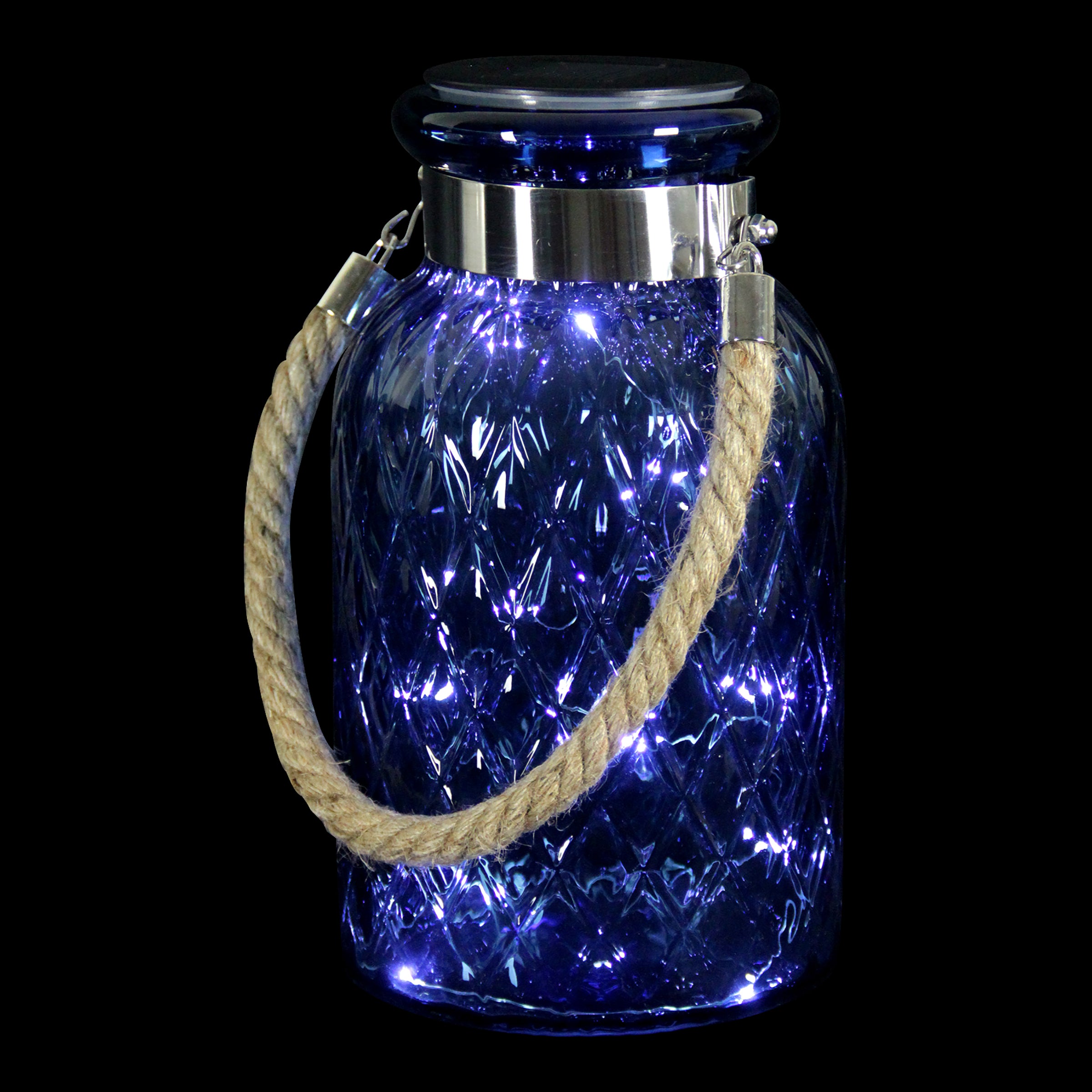 Exhart Solar Diamond Glass Accent Lantern - Thumbnail 4