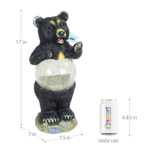 Solar Bear with Crackle Ball Belly Statuary, 17 Inches tall | Shop Garden Decor by Exhart