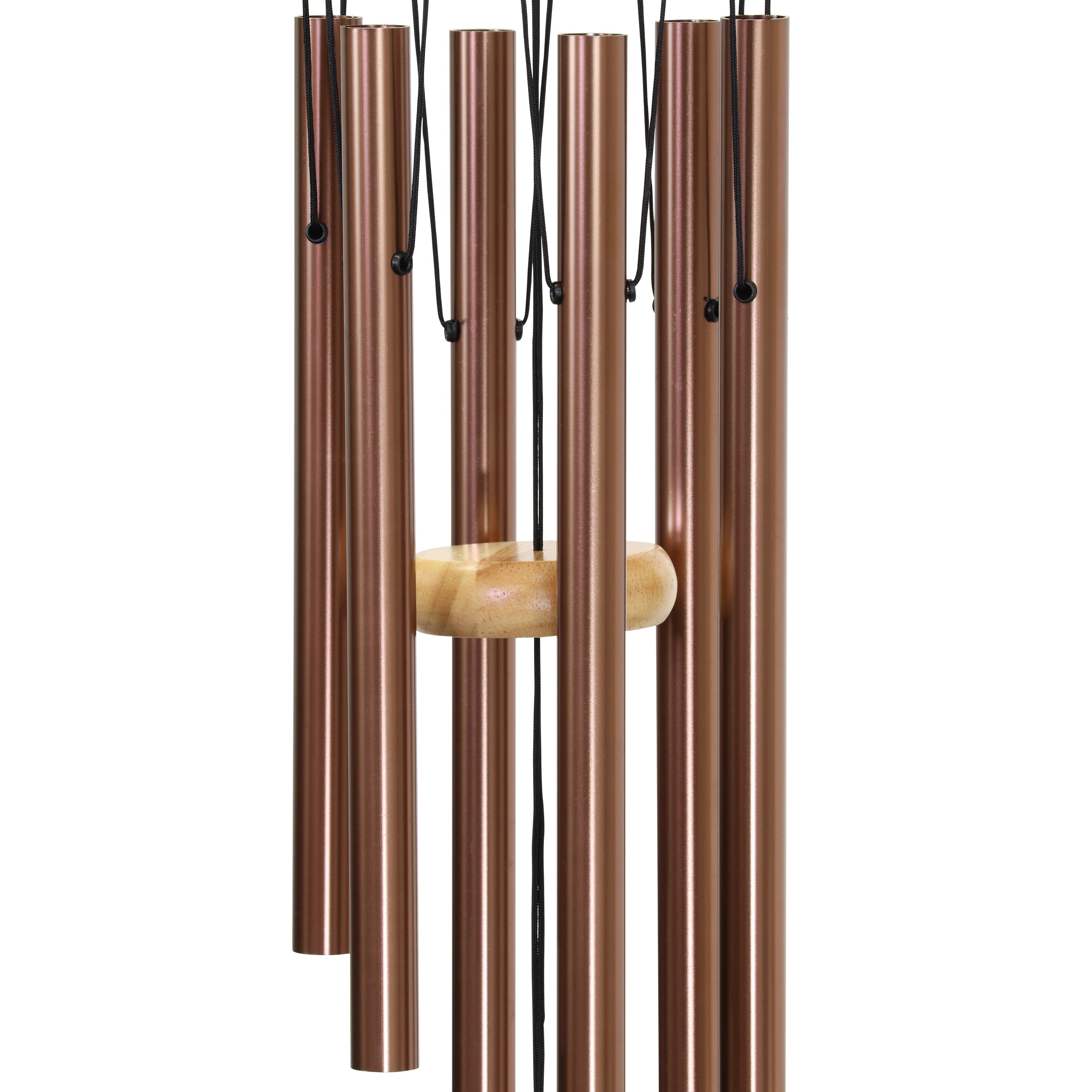 Hand Tuned Bronze Metal Chime with Natural Wood Top and Charm - Thumbnail 3