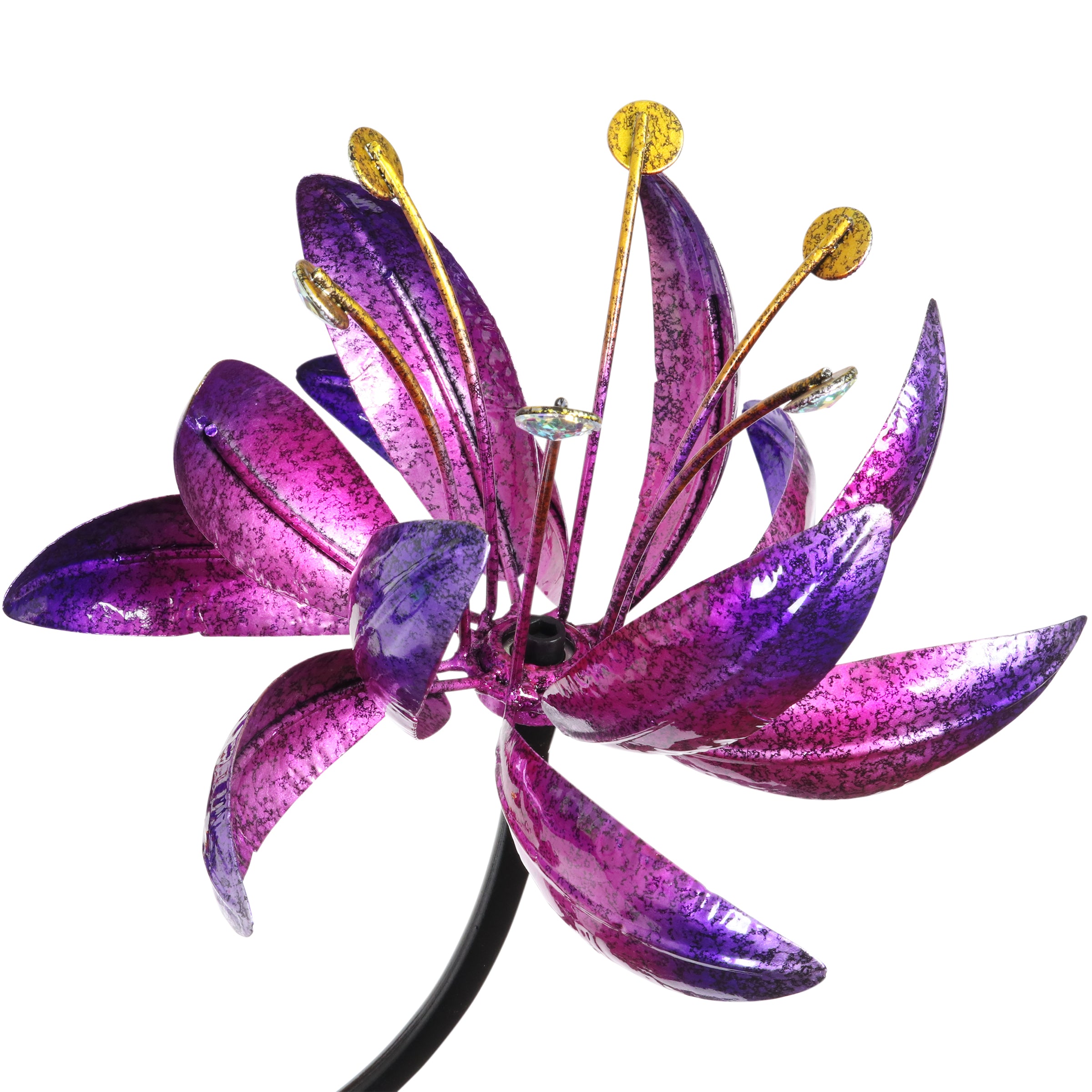 Exhart Lotus Flower Wind Spinner Garden Stake