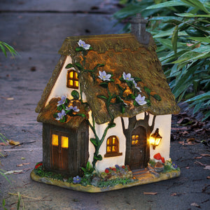 KHBNHJ Fairy Garden House Zonne-aangedreven hars tuin fee boom huis standbeeld met zonnebloem paddestoel voor patio veranda gazon tuin buitendecoratie KHBNHJ Fairy Garden House Zonne-aangedreven hars tuin fee boom huis standbeeld met zonnebloem paddestoel voor patio veranda gazon tuin buitendecoratie