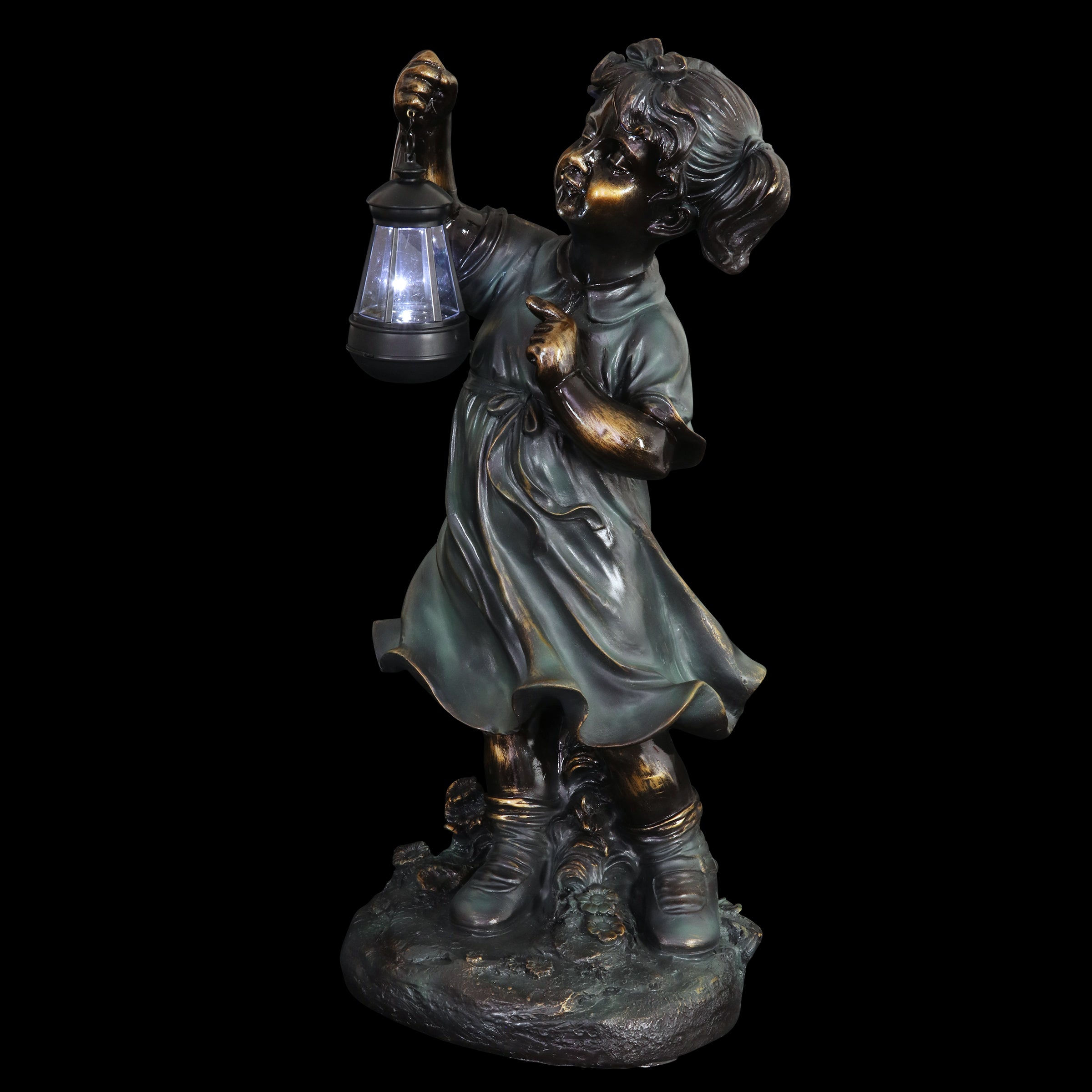 Solar Lantern Girl Garden Statuary - Thumbnail 4