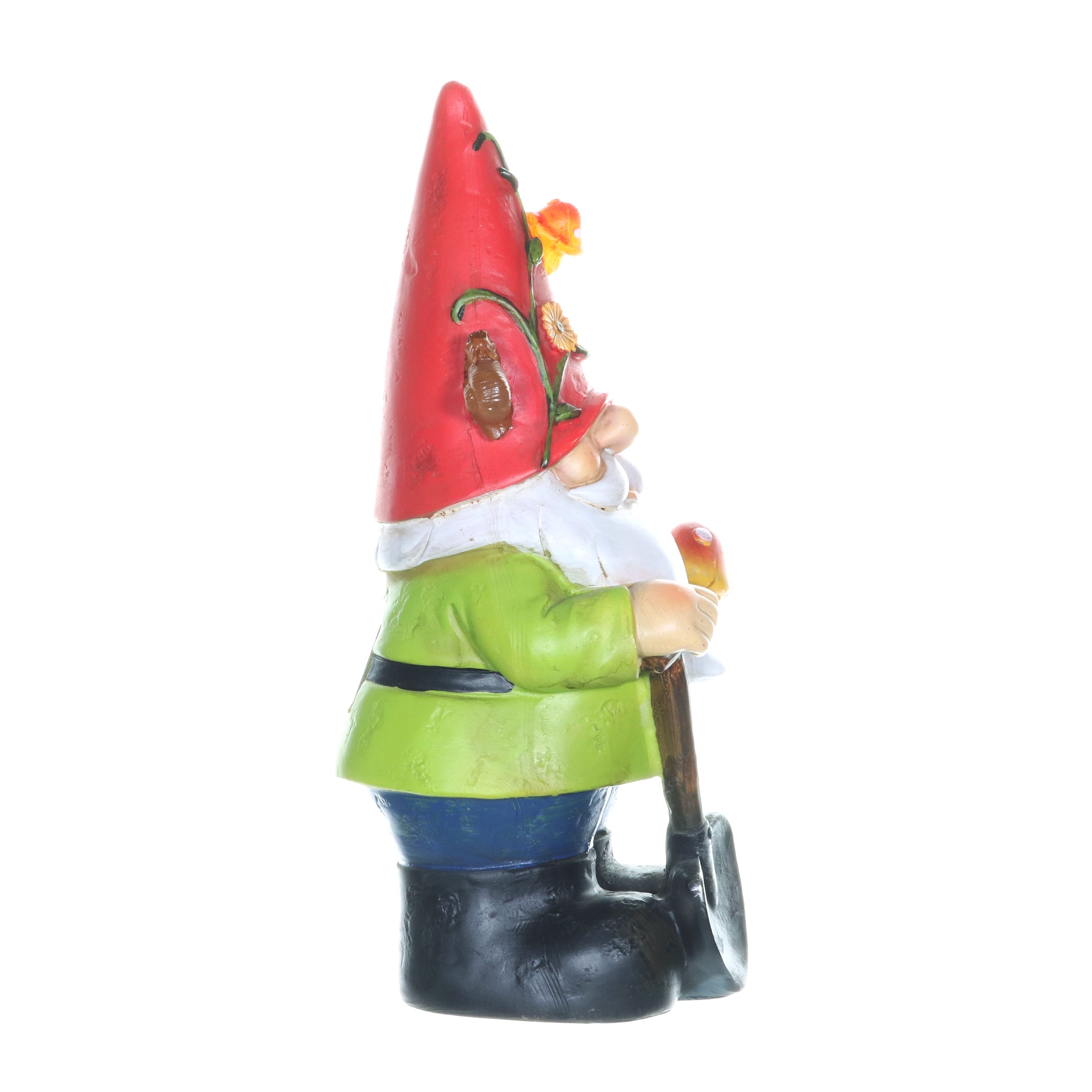 Solar Red Hat Roy Garden Gnome Statue with Shovel, 10 Inch | Shop Garden Decor by Exhart