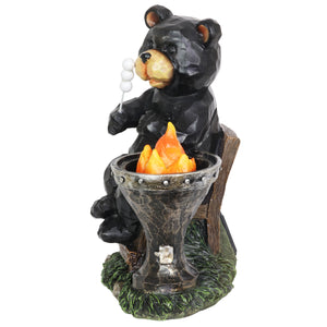 Solar Marshmallow Roasting Bear Statue, 11 Inch | Shop Garden Decor by Exhart