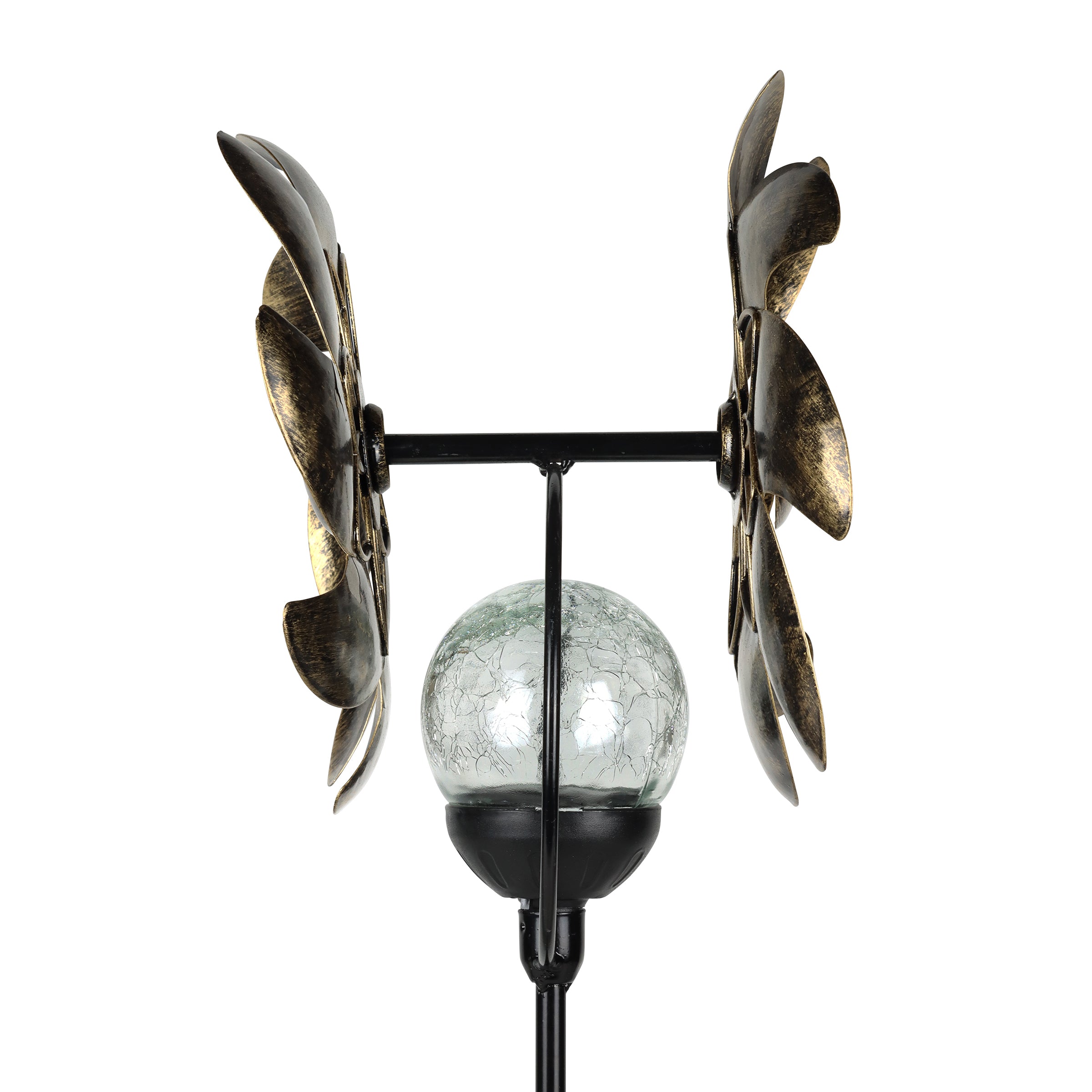 Solar Color Changing Double Windmill Wind Spinner Garden Stake - Thumbnail 3