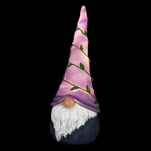 Solar Can't See Hat Gnome with Illuminating Purple Vine Gnome Hat, 13 Inch | Shop Garden Decor by Exhart