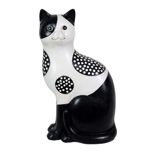 Black and White Cat Statue, 6 by 12 Inches | Shop Garden Decor by Exhart