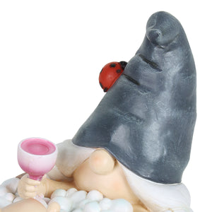 Good Time Bubble Bath Betty Gnome in a Tub Garden Statue with LED lights on a Battery Operated Timer, 7.5 by 7.5 Inches | Exhart