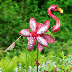 Pink Flamingo Double Sided Metal Garden Spinner Stake, 18 Inch | Shop Garden Decor by Exhart