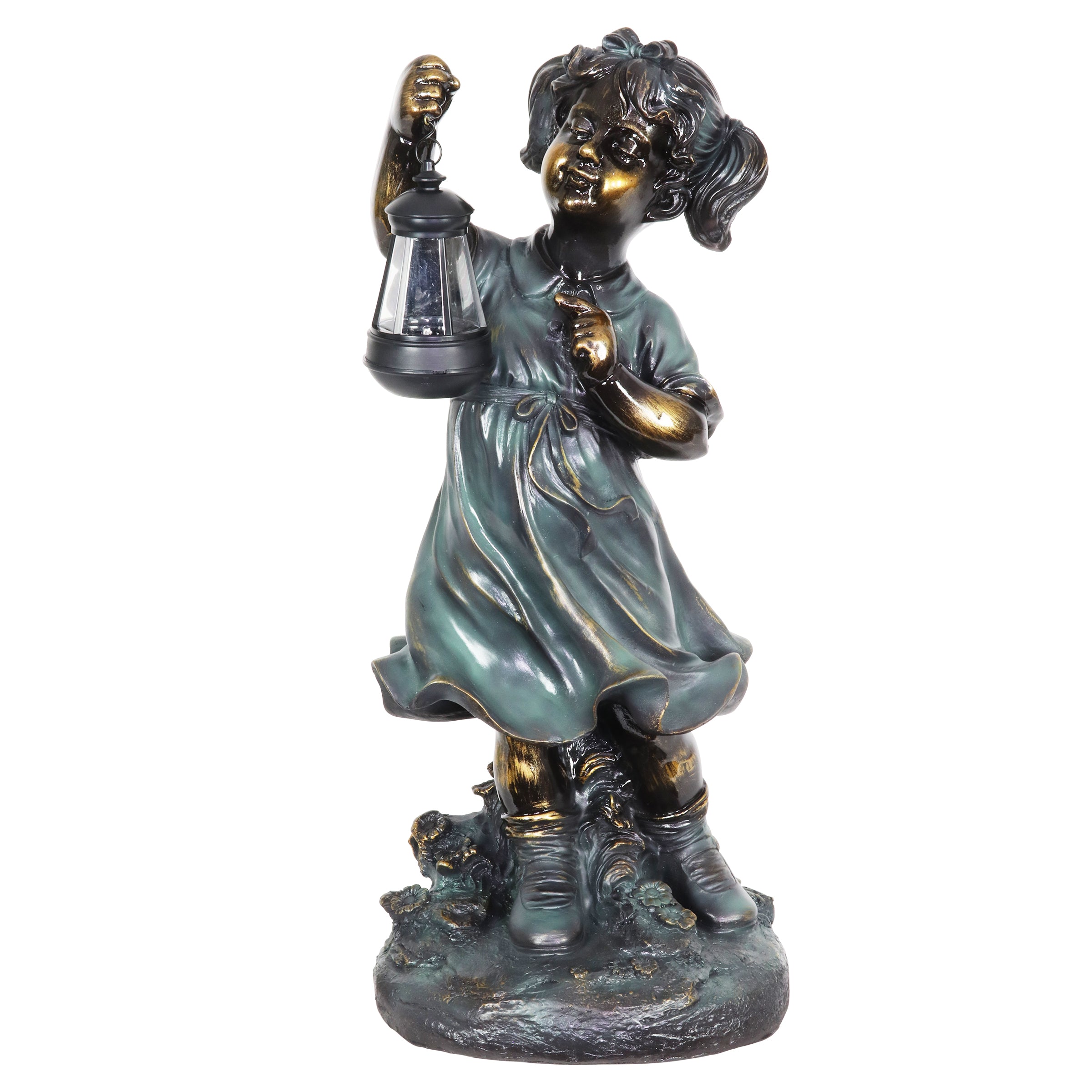Solar Lantern Girl Garden Statuary - Thumbnail 2