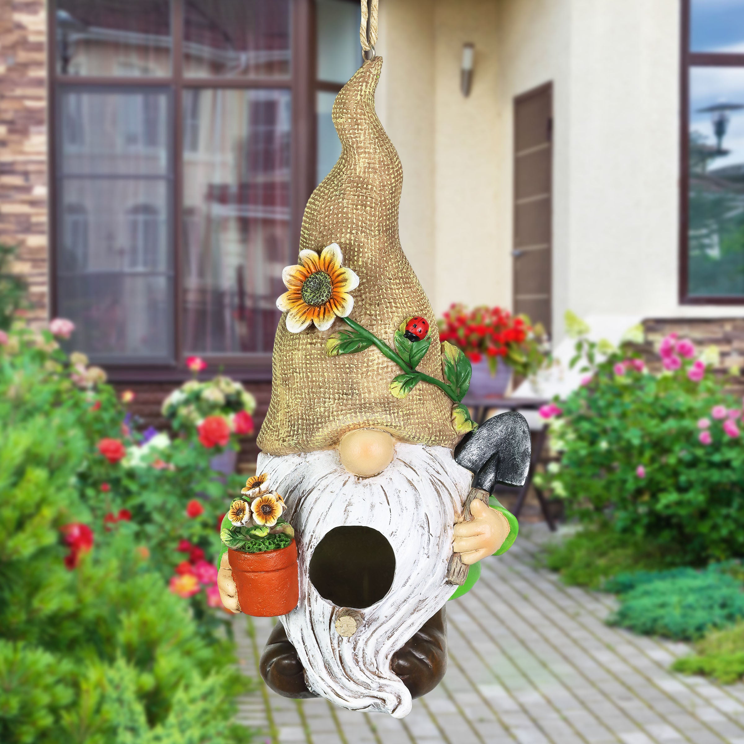 Gardening Gnome Hanging Bird House - Thumbnail 4