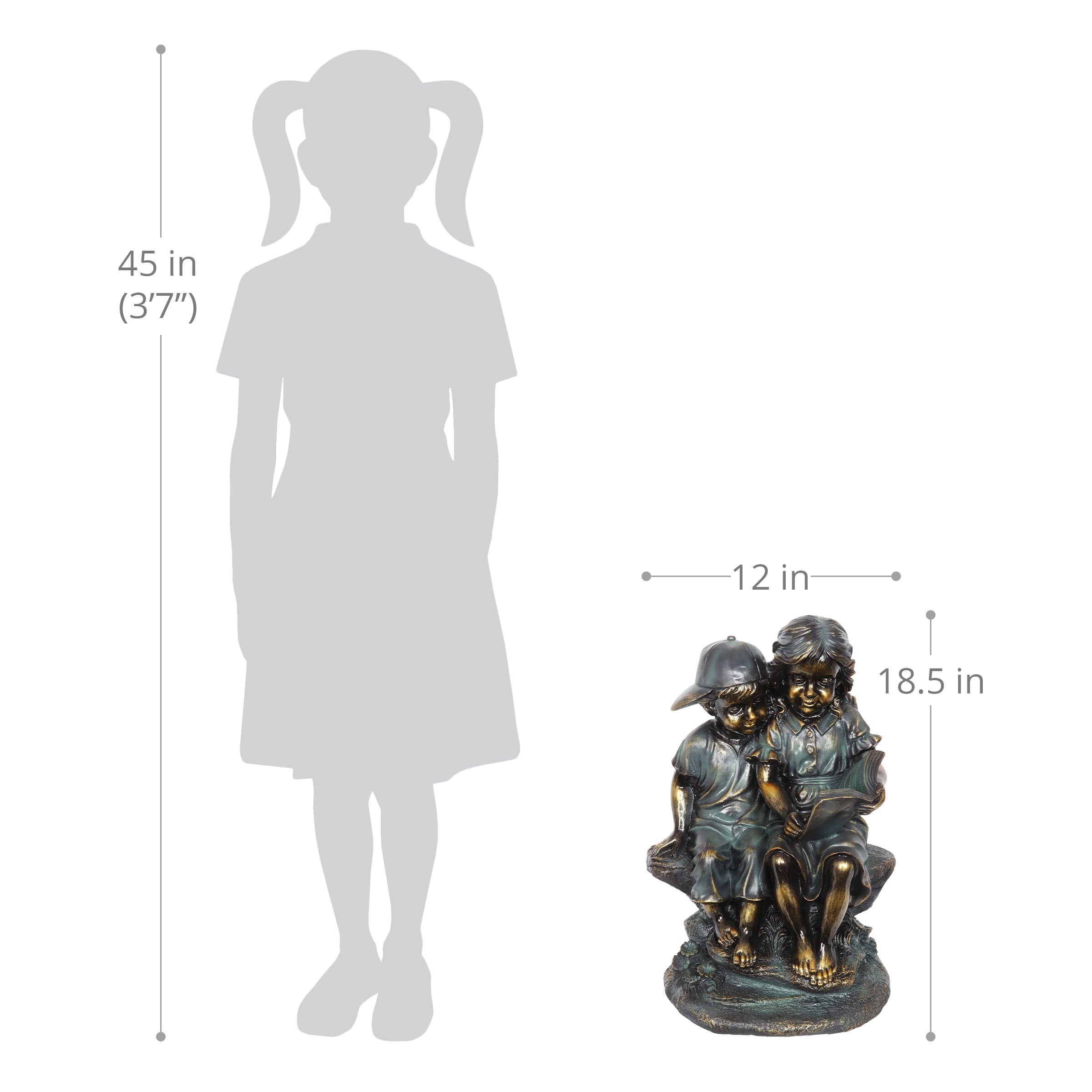 Girl in Boy's Lap Bronze Look Statuary - Thumbnail 5