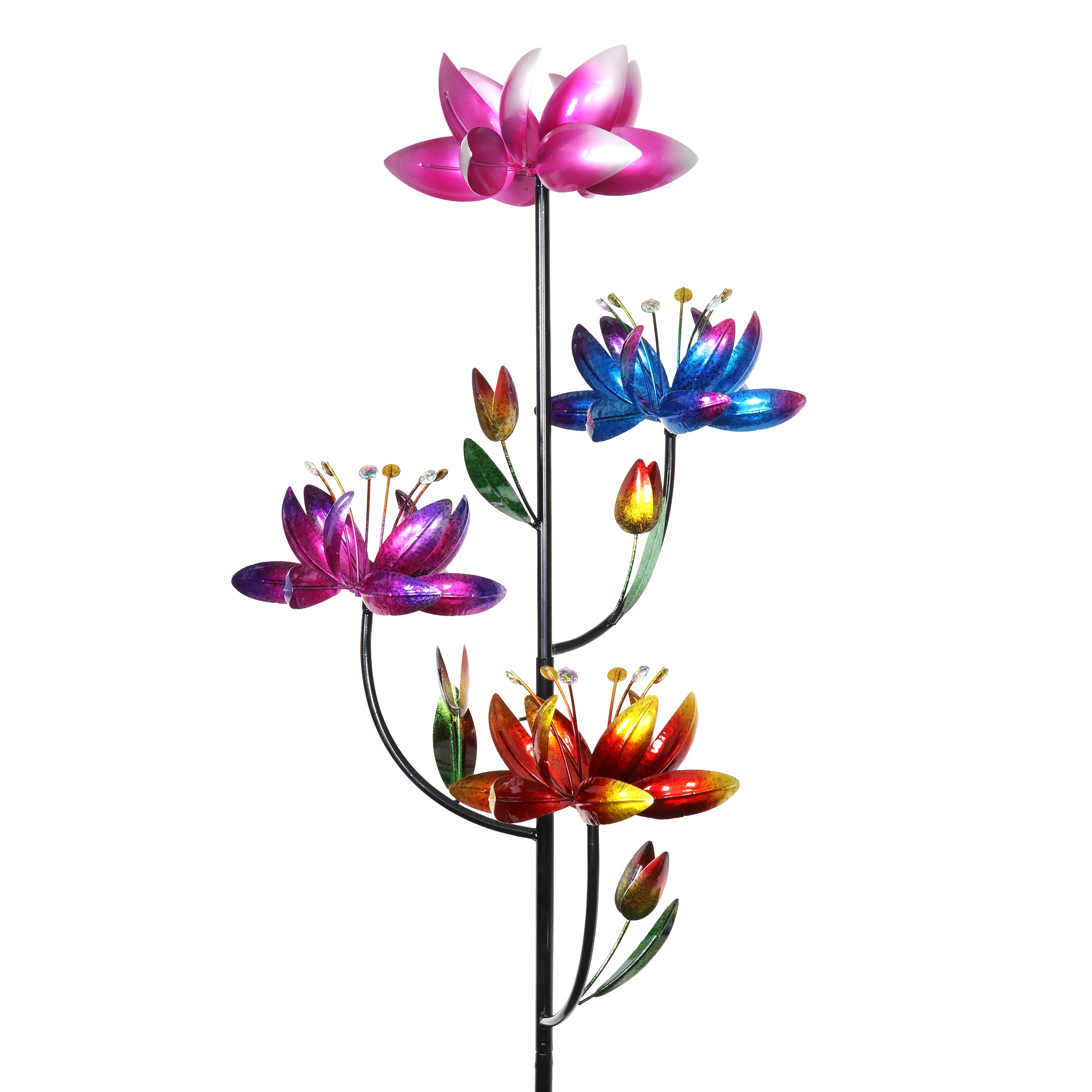 Exhart Lotus Flower Wind Spinner Garden Stake - Thumbnail 4