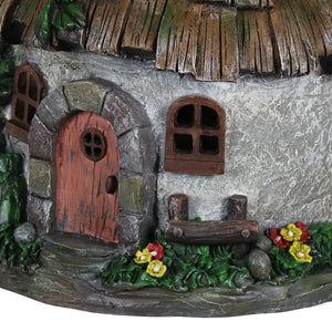 Solar Wood Shingle Roof Fairy House Garden Statue, 10 by 15 Inches | Shop Garden Decor by Exhart