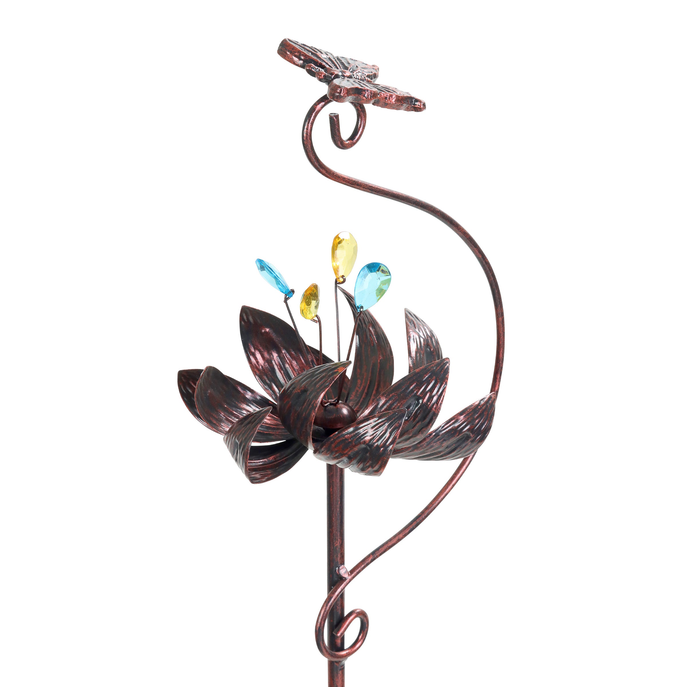 Exhart Kinetic Lotus Butterfly Spinner Garden Stake - Thumbnail 3