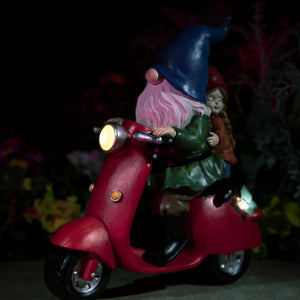 Solar Hand Painted Scooter Gnome Garden Statuary, 11.5 Inches tall | Shop Garden Decor by Exhart