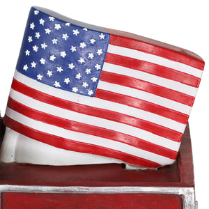 Solar Red Patriotic Garden Truck Statue with American Flag, 6.5 by 11 Inch | Shop Garden Decor by Exhart
