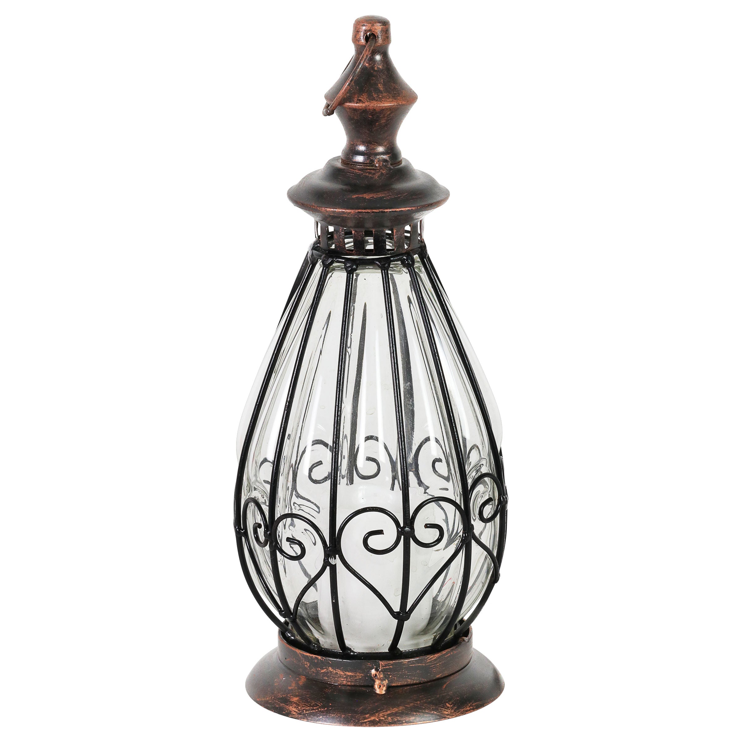 Clear Glass Teardrop Shape Lantern with LED Candle - Thumbnail 4