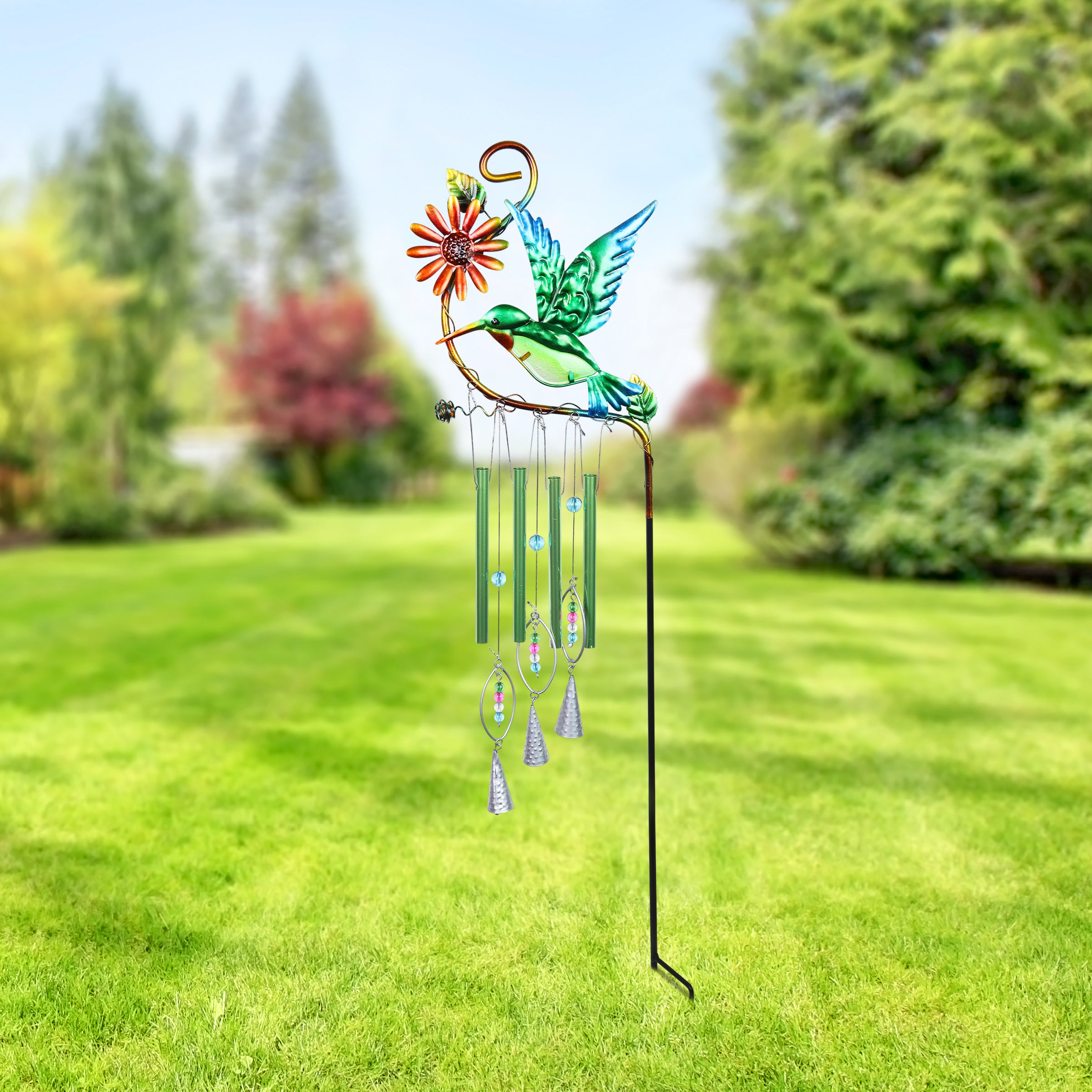 Exhart Hummingbird Wind Chime Garden Stake - Thumbnail 4