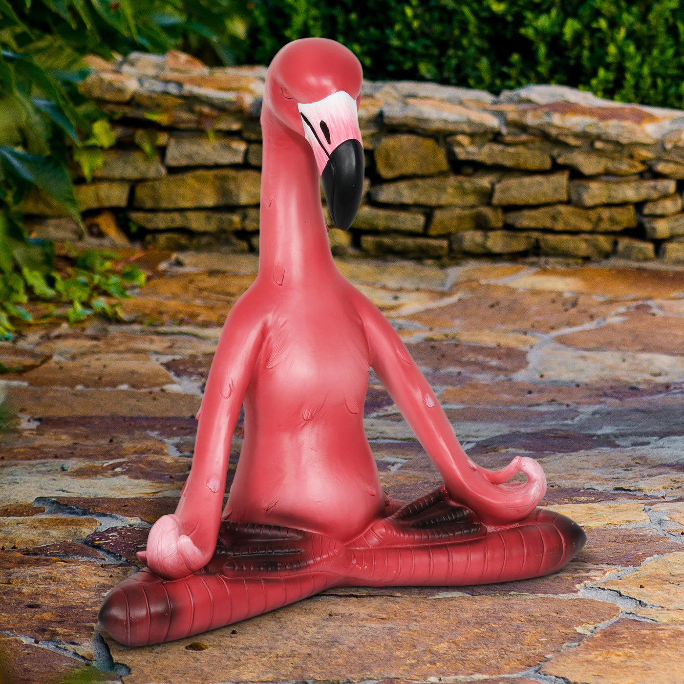 meditating woman air plant sculpture Meditating Yoga Flamingo in Lotus Pose Garden Statue, 16 Inch