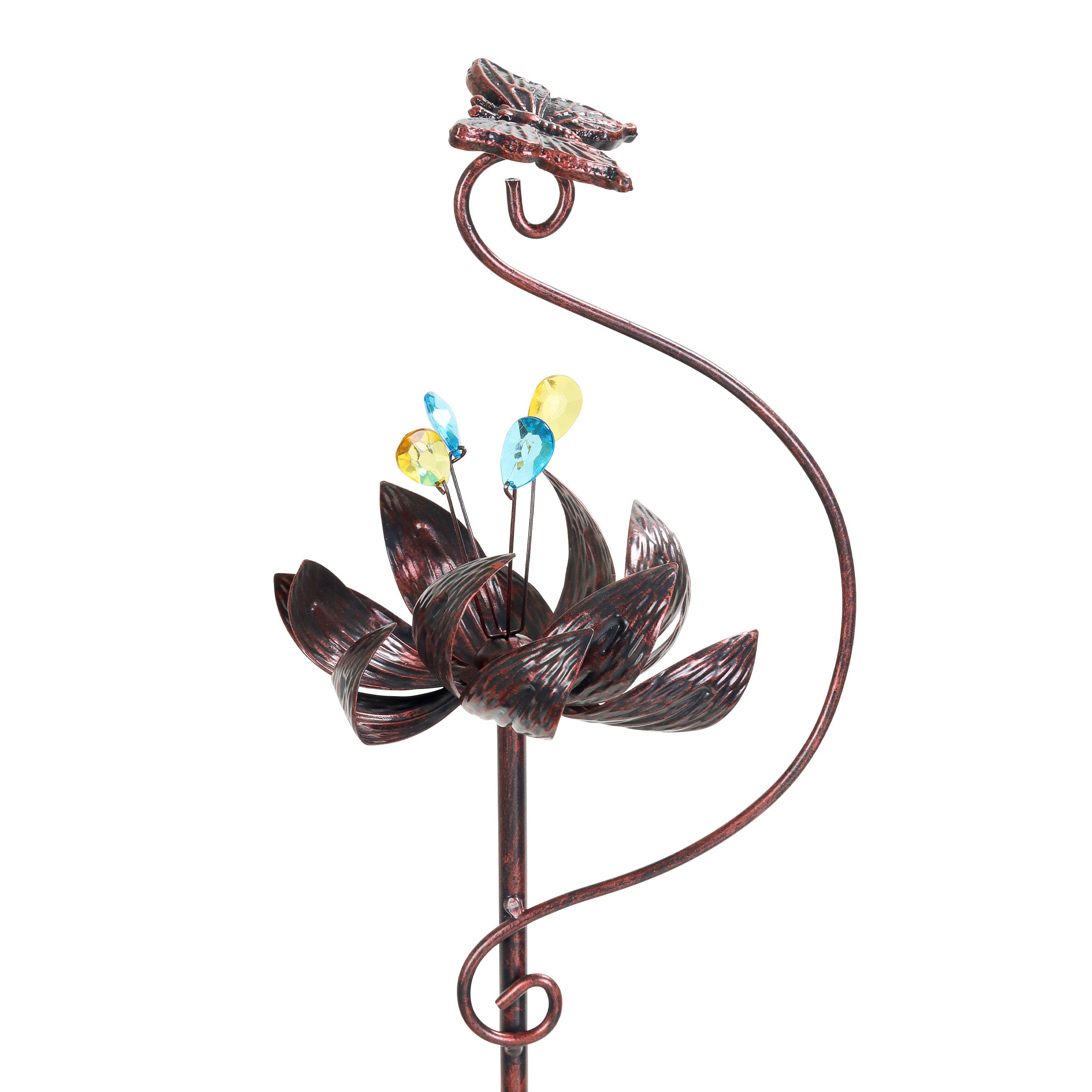 Exhart Kinetic Lotus Butterfly Spinner Garden Stake - Thumbnail 5
