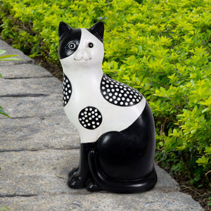 Black and White Cat Statue, 6 by 12 Inches | Shop Garden Decor by Exhart