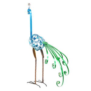 Metal Filigree Blue Bird with Green Tail Garden Statue, 28 Inch | Shop Garden Decor by Exhart
