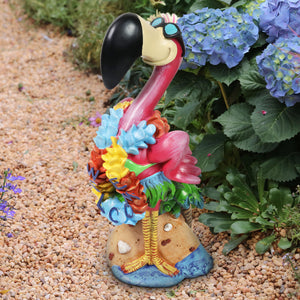 Beach Flamingo Garden Statue, 17 Inch | Shop Garden Decor by Exhart