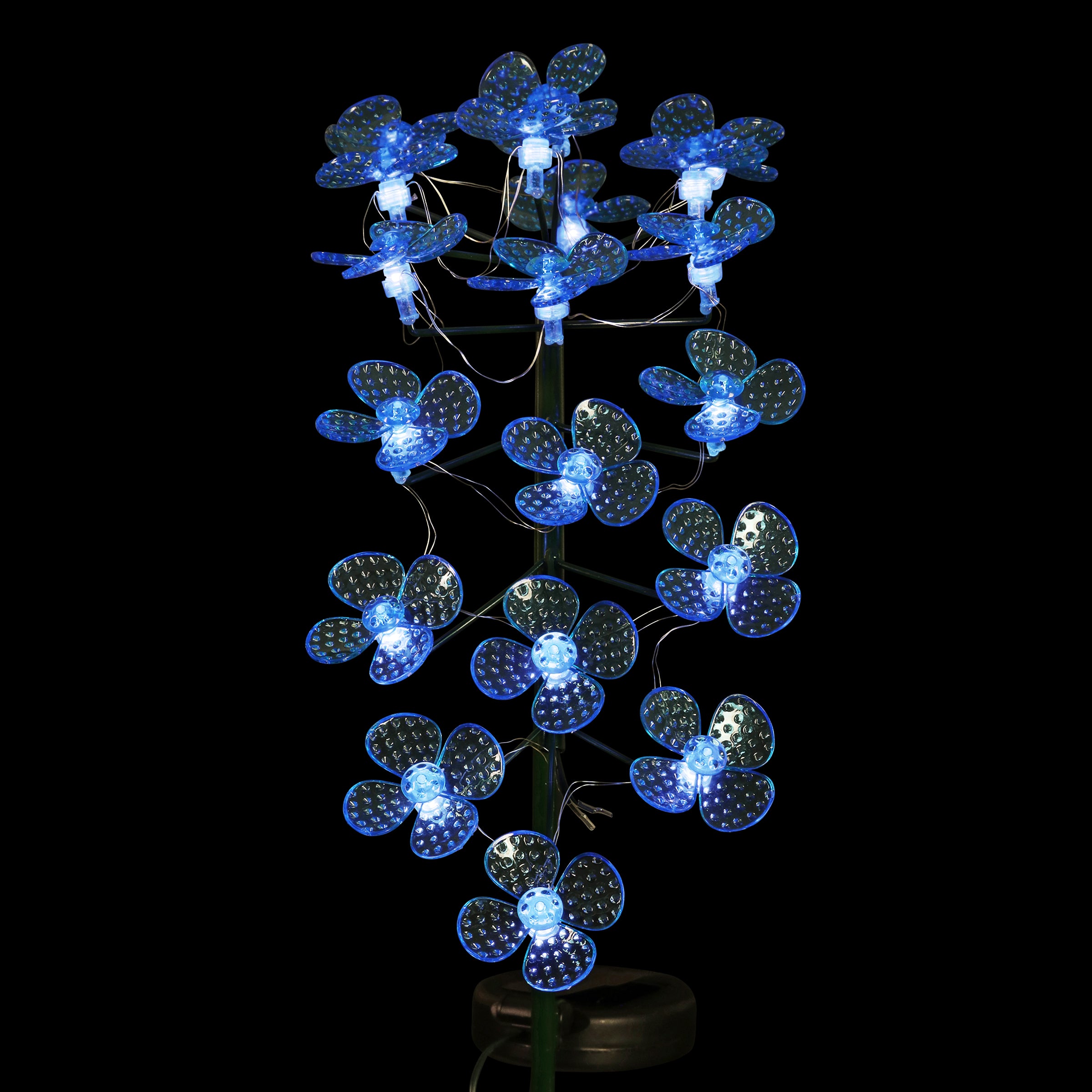 Solar Blue Flower Garden Stake with Spinning Forget Me Not Blooms - Thumbnail 5