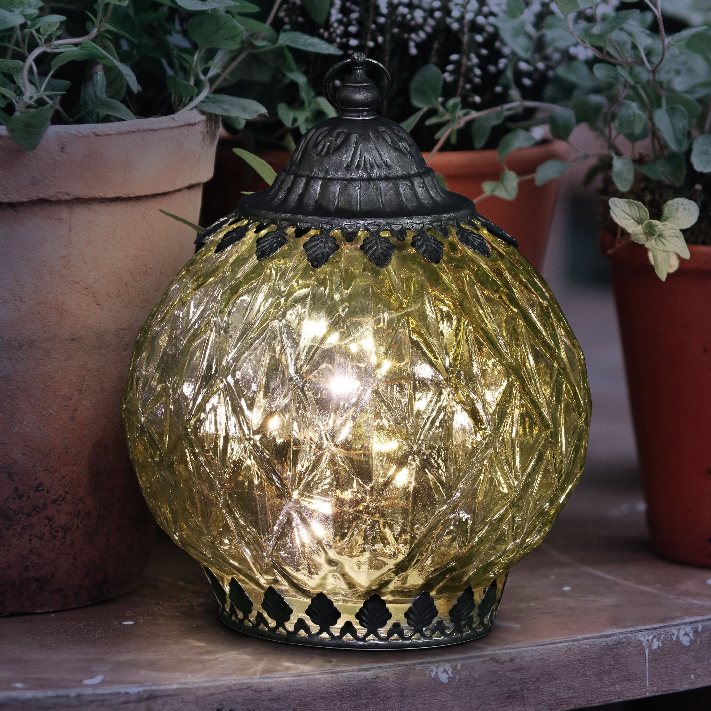Opal Diamond Glass Lantern With Timer - Thumbnail 2