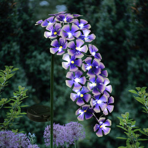 Solar Metal Hanging Flower Garden Stake in Purple with Twenty-Four LED Lights, 11 by 28 Inches | Shop Garden Decor by Exhart